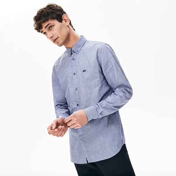 Áo Sơ Mi Nam Lacoste Men's Printed Cotton Poplin Shirt CH6794 Màu Xanh Size 41 - Thời trang - Vua Hàng Hiệu