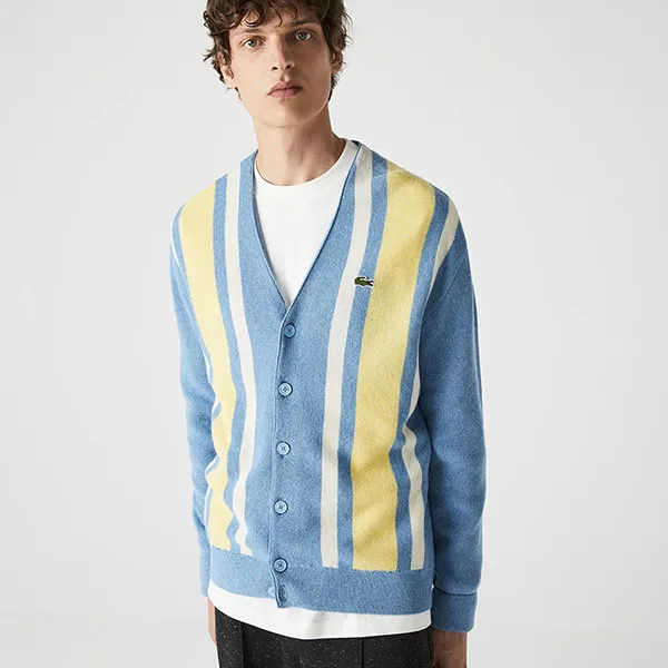 Áo Cardigan Nam Lacoste Live Vintage Inspired Wool Blend Buttoned Cardigan AH7306-51 Màu Phối Màu Size 4