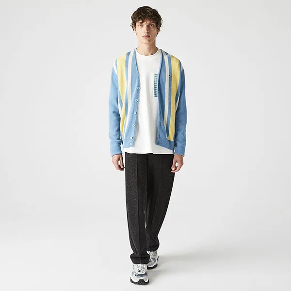Áo Cardigan Nam Lacoste Live Vintage Inspired Wool Blend Buttoned Cardigan AH7306-51 Màu Phối Màu Size 4