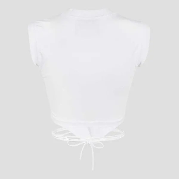 Áo Croptop Nữ Versace Jean Couture White V-Emblem Logo Royal Printed 74HAMF01 CJ07F G03 Màu Trắng