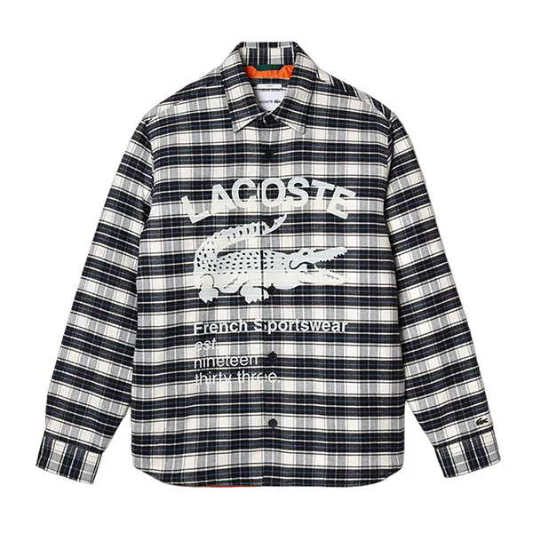 Áo Khoác Lacoste Unisex Branded Check Print Shirt CH045151Z23 - PD03 Màu Trắng Kẻ Size S