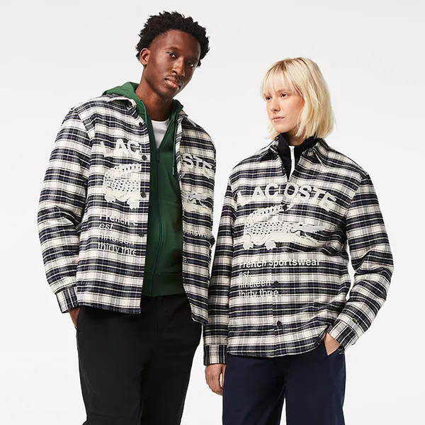 Áo Khoác Lacoste Unisex Branded Check Print Shirt CH045151Z23 - PD03 Màu Trắng Kẻ Size S