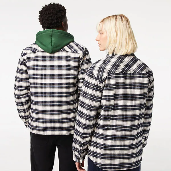 Áo Khoác Lacoste Unisex Branded Check Print Shirt CH045151Z23 - PD03 Màu Trắng Kẻ Size S