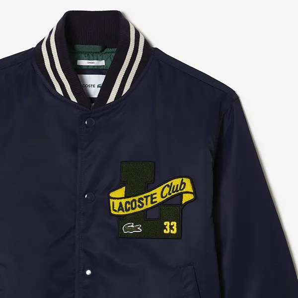 Áo Khoác Lacoste Unisex Print Back Teddy Jacket BH0112 Màu Xanh Navy Size XS