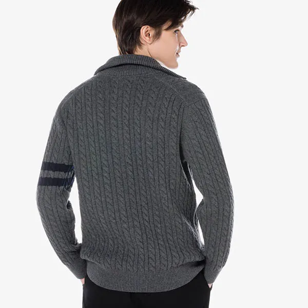 Áo Khoác Len Nam Lacoste Cable Zip-Up AH202E 53N EL6 Màu Xám Size 3