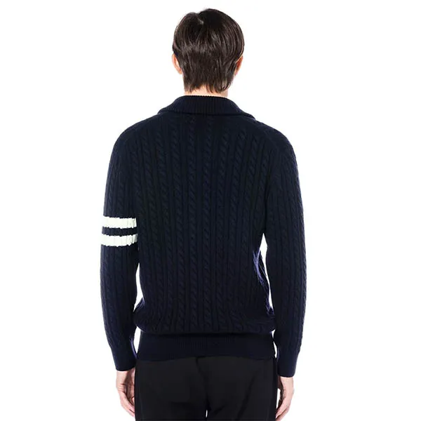 Áo Khoác Len Nam Lacoste Cable Zip-Up AH202E 53N HDE Màu Xanh Navy Size 3