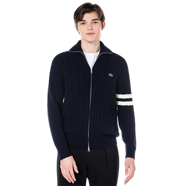 Áo Khoác Len Nam Lacoste Cable Zip-Up Cardigan AH202E 53N HDE Màu Xanh Navy Size 4 - Thời trang - Vua Hàng Hiệu