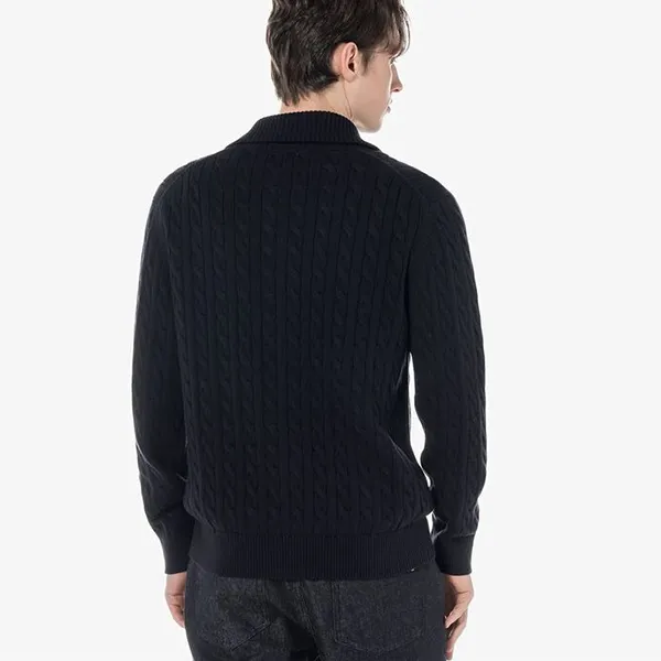 Áo Khoác Len Nam Lacoste Zip-up Cardigan AH103E HDE Màu Tím Than Đậm Size 4