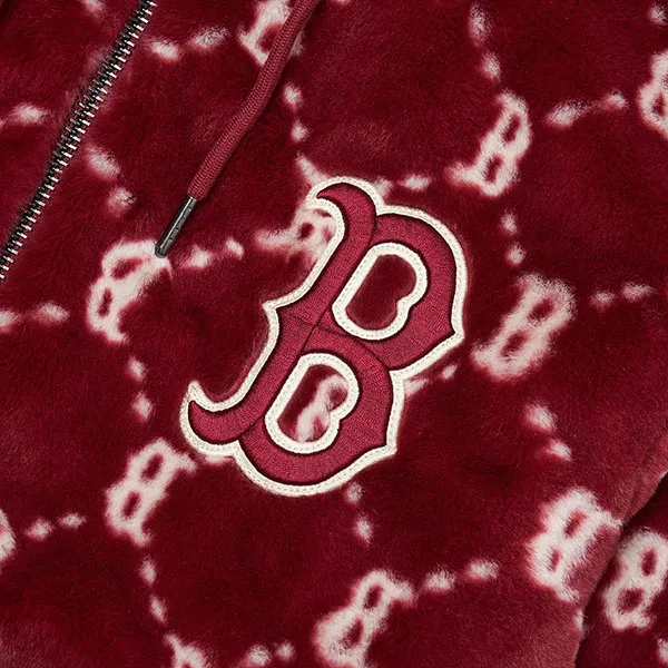 Áo Khoác Lông MLB Diamond Monogram All Over Hood Eco Fur Jumper Boston Red Sox 3AFDM0226-43WIS Màu Đỏ Size XS