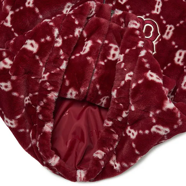 Áo Khoác Lông MLB Diamond Monogram All Over Hood Eco Fur Jumper Boston Red Sox 3AFDM0226-43WIS Màu Đỏ Size XS