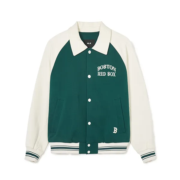 Áo Khoác MLB Jersey Naglan Varsity Boston Red Sox 3AJPV1641-43GND Phối Màu Xanh Green