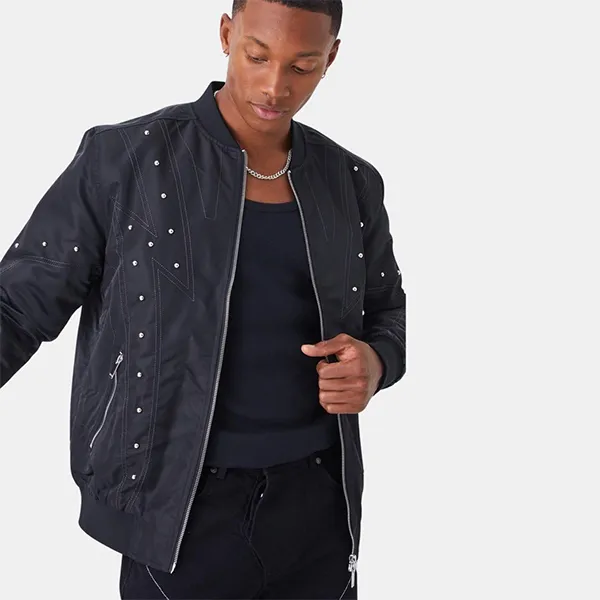 Áo Khoác Nam Boohooman Tán Đinh BMM59751 Màu Đen Size XS - Thời trang - Vua Hàng Hiệu