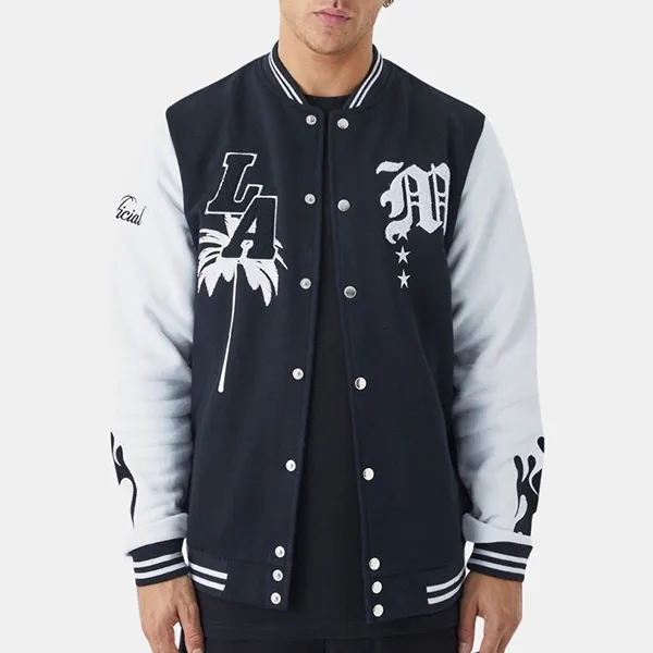 Áo Khoác Nam Boohooman Thêu Họa Tiết BMM61967 Màu Đen Trắng Size S - Thời trang - Vua Hàng Hiệu