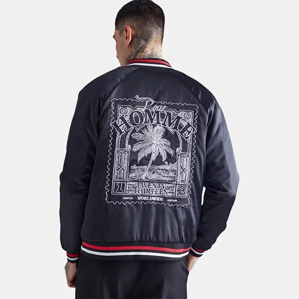 Áo Khoác Nam Boohooman Viền Đỏ BMM53287 Màu Đen Size M - Thời trang - Vua Hàng Hiệu