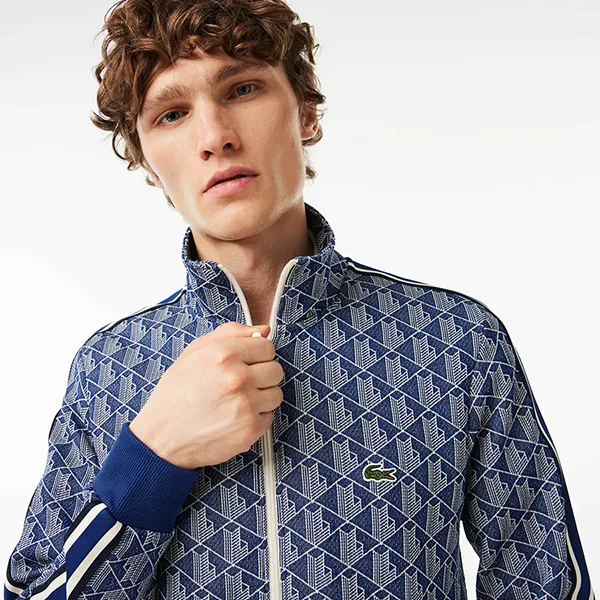 Áo Khoác Nam Lacoste Men's Paris Monogram Zip-Up Sweatshirt SH1368-101 Màu Xanh Navy Size 4 - Thời trang - Vua Hàng Hiệu