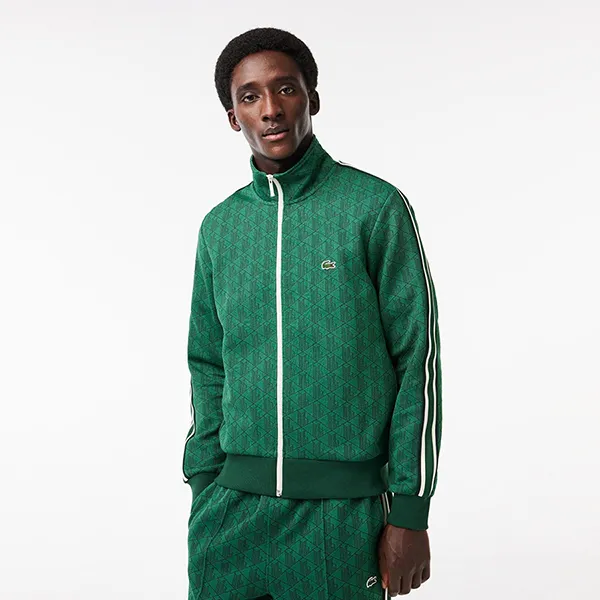 Áo Khoác Nam Lacoste Men's Paris Monogram Zip-Up Sweatshirt SH1368 QIJ Màu Xanh Green Size 3 - Thời trang - Vua Hàng Hiệu