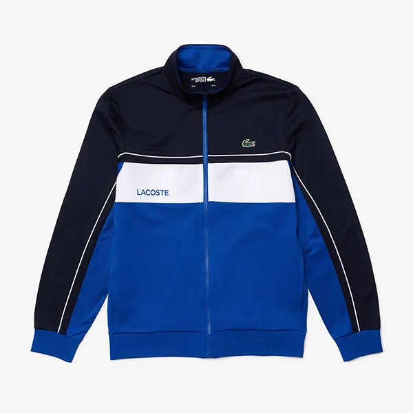 Áo Khoác Nam Lacoste Men's Sport Resistant Colourblock Piqué Zip Sweatshirt SH9543-52 Màu Xanh Navy Size 3