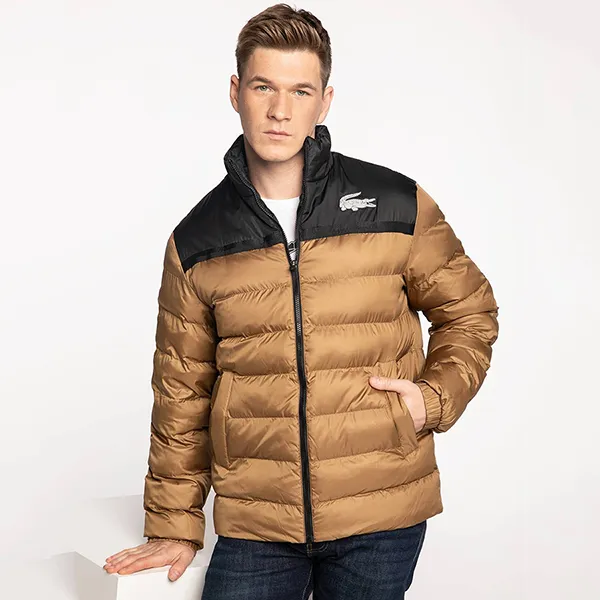 Áo Khoác Nam Lacoste Sport Two-Tone Men's Quilted Winter Jacket BH1549 Màu Nâu/Đen Size 50