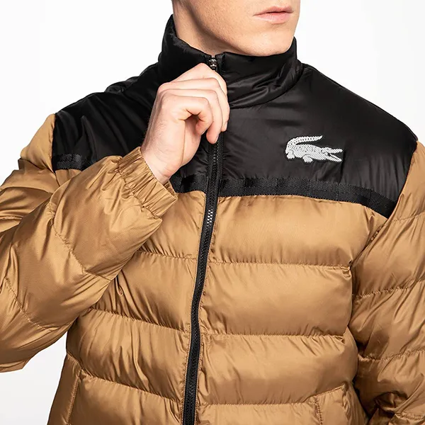 Áo Khoác Nam Lacoste Sport Two-Tone Men's Quilted Winter Jacket BH1549 Màu Nâu/Đen Size 50