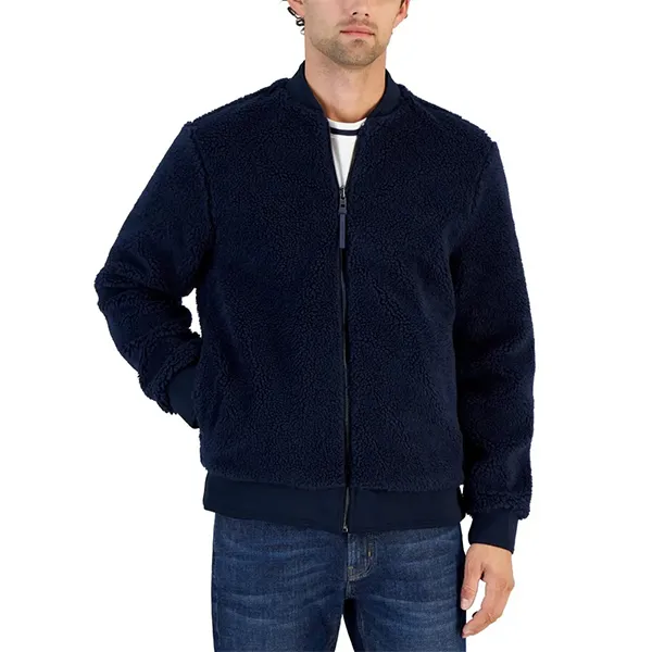Áo Khoác Nam Michael Kors MK Fleece Reversible Zip-Front Jacket LU79A Mặc 2 Mặt Màu Xanh Navy Size M