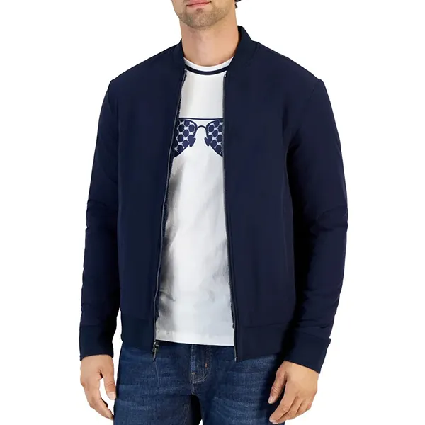 Áo Khoác Nam Michael Kors MK Fleece Reversible Zip-Front Jacket LU79A Mặc 2 Mặt Màu Xanh Navy Size M
