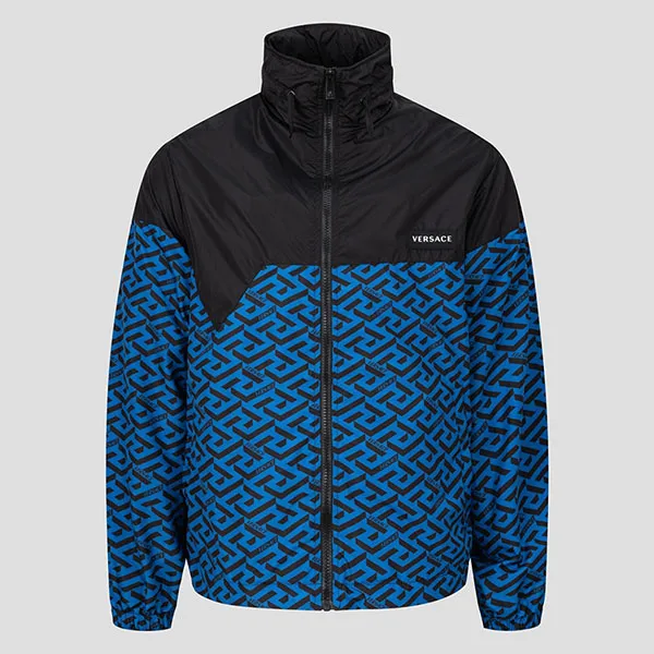 Áo Khoác Nam Versace Black With La Greca Blue Logo 1010101 1A07299 5U290 Màu Xanh Đen - Thời trang - Vua Hàng Hiệu