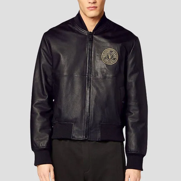 Áo Khoác Nam Versace Jeans Couture Black Leather With Logo Embroidered 75GAVP07 CPPS3 G89 Màu Đen - Thời trang - Vua Hàng Hiệu