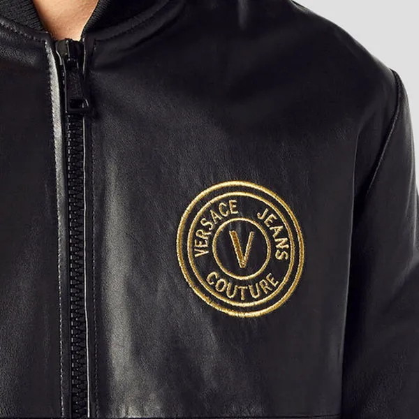 Áo Khoác Nam Versace Jeans Couture Black Leather With Logo Embroidered 75GAVP07 CPPS3 G89 Màu Đen - Thời trang - Vua Hàng Hiệu