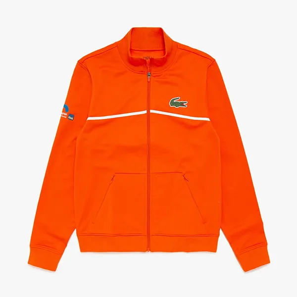 Áo Khoác Nỉ Nam Lacoste Men's Sport Miami Open Resistant Piqué Zip Jacket Màu Cam Size 4