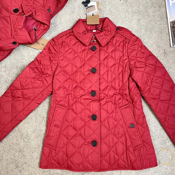 Áo Khoác Nữ Burberry Frankby Quilted Jacket Canvas Màu Đỏ Size S