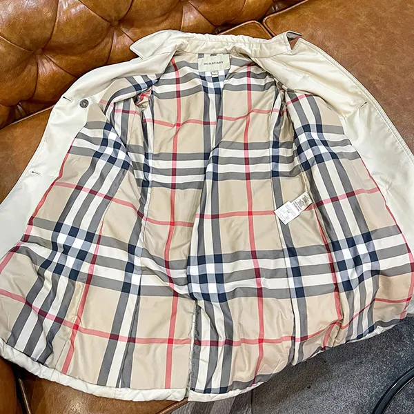 Áo Khoác Nữ Burberry Trench Coat Màu Kem Size 12Y - Thời trang - Vua Hàng Hiệu