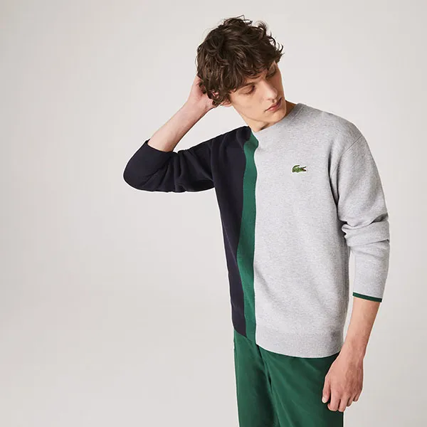 Áo Len Lacoste Men's Crew Neck Colourblock Cotton Blend Sweater AH1999-52 Màu Xám Size 5 - Thời trang - Vua Hàng Hiệu
