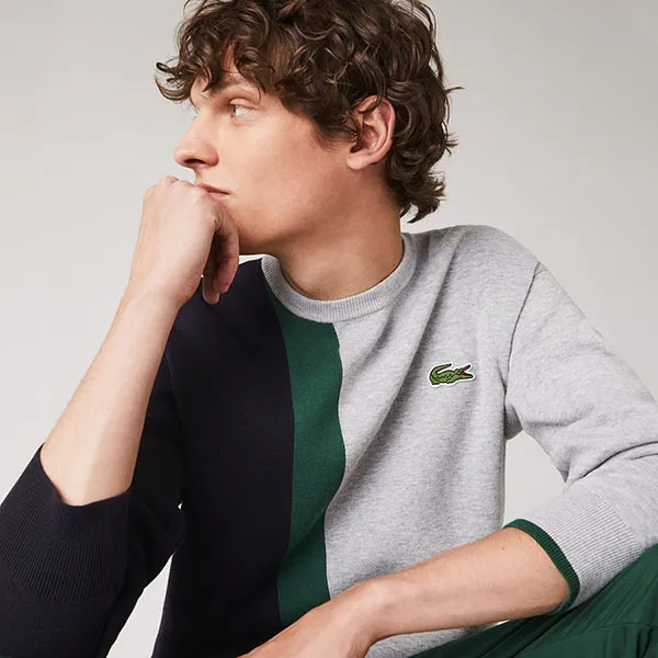 Áo Len Lacoste Men's Crew Neck Colourblock Cotton Blend Sweater AH1999-52 Màu Xám Size 5 - Thời trang - Vua Hàng Hiệu