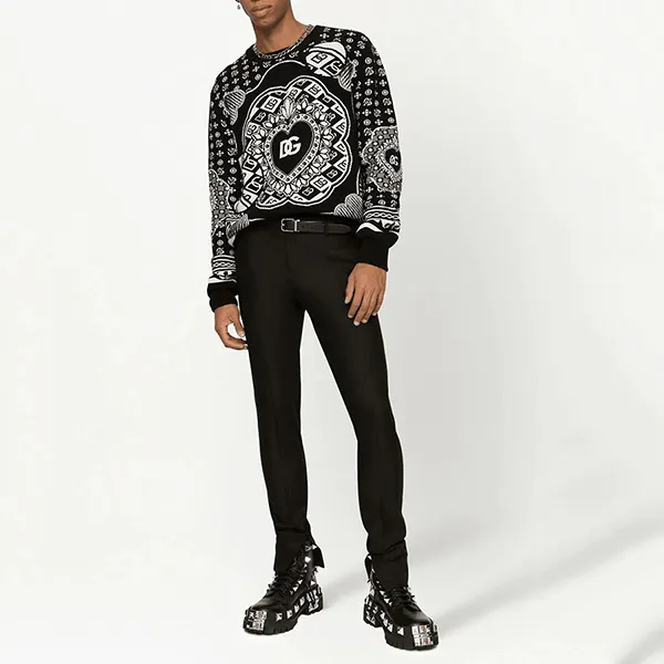 Áo Len Nam Dolce & Gabbana D&G Bandanna Sweatshirt GXJ79T JAWJ4 S9000 Màu Đen Size 48 - Thời trang - Vua Hàng Hiệu