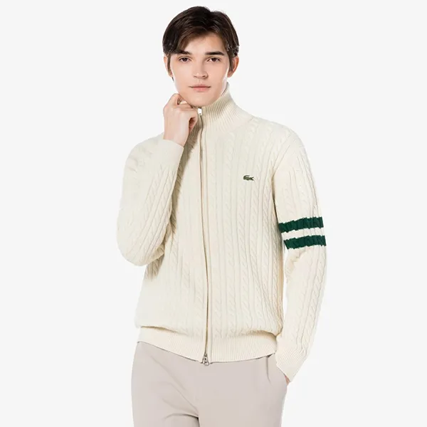 Áo Len Nam Lacoste Men's Zipper Cardigan AH202E-53NR XFJ Màu Trắng Kem Size 3 - Thời trang - Vua Hàng Hiệu