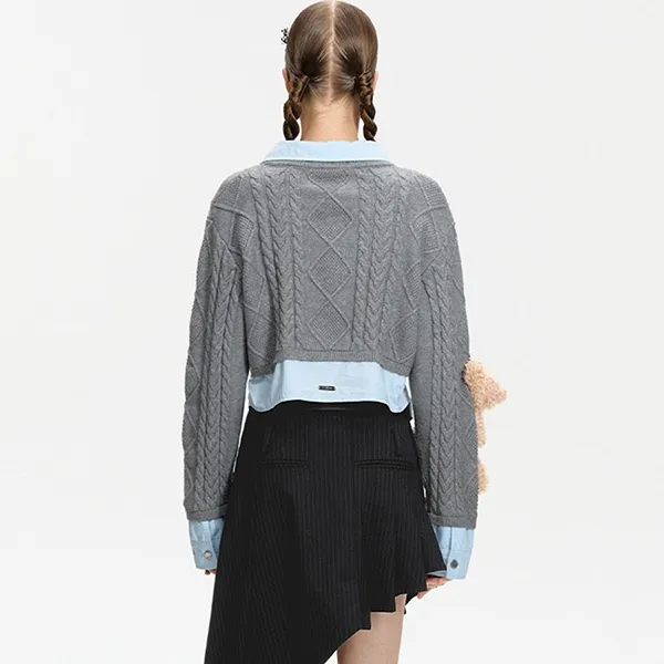 Áo Len Nữ 13 De Marzo Doozoo Nostalgia Shirt Sweater Gray Màu Xanh Xám Size S