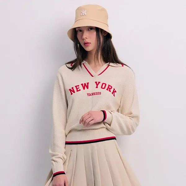Áo Len Nữ MLB Varsity New York Yankees 3FKPV0141-50CRD Màu Kem - Thời trang - Vua Hàng Hiệu