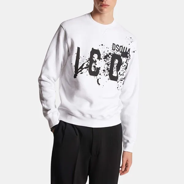 Áo Nỉ Nam Dsquared2 Icon Sweater S79GU0114S25516100 Màu Trắng Size XS