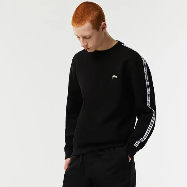 Áo Nỉ Nam Lacoste Classic Fit Logo Stripe Flannel Sweater SH5073 031 Màu Đen Size 4 - Thời trang - Vua Hàng Hiệu