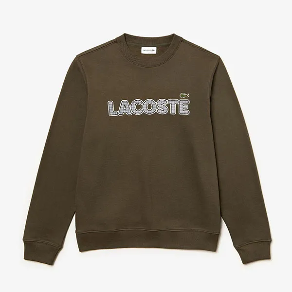 Áo Nỉ Nam Sweater Lacoste Men's Crew Neck Check Badge Fleece Sweatshirt SH8632 S7T Màu Xanh Green Size 4