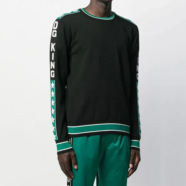 Áo Nỉ Sweater Nam Dolce & Gabbana D&G King Crew Neck Jumper GX821T Màu Đen Size 44