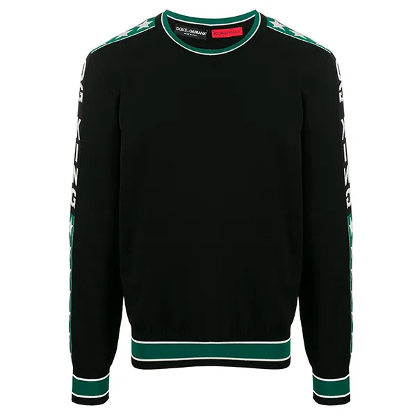 Áo Nỉ Sweater Nam Dolce & Gabbana D&G King Crew Neck Jumper GX821T Màu Đen Size 44