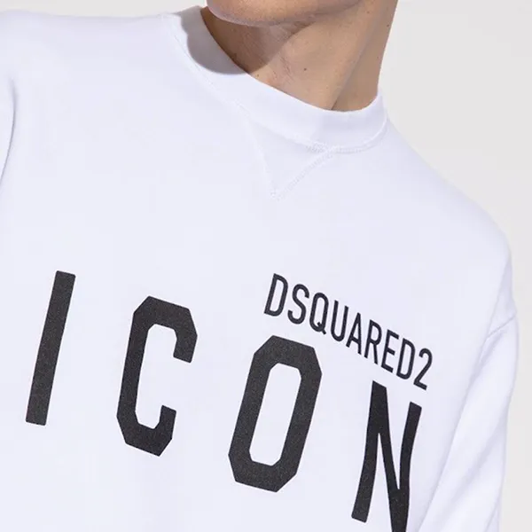 Áo Nỉ Sweater Nam Dsquared2 Icon Logo Sweatshirt S79GU0004 Màu Trắng Size S