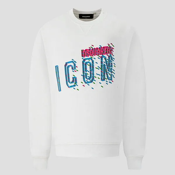 Áo Nỉ Sweater Nam Dsquared2 White With ICON Logo Printed S79GU0109 S25516/100 Màu Trắng