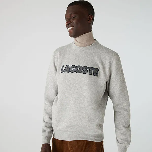 Áo Nỉ Sweater Nam Lacoste Men's Crew Neck Flecked Fleece Sweatshirt SH1967-51 Màu Xám Size 3 - Thời trang - Vua Hàng Hiệu