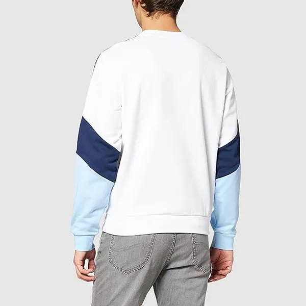 Áo Nỉ Sweater Nam Lacoste Men’s Crew Neck Lettered Colorblock Sleeved Fleece SH6889 Màu Trắng/Xanh Size 3