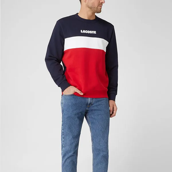 Áo Nỉ Sweater Nam Lacoste Men's Sport Crew Neck Colorblock Fleece Sweatshirt SH1538 Màu Xanh Navy Phối Đỏ Size 5 - Thời trang - Vua Hàng Hiệu