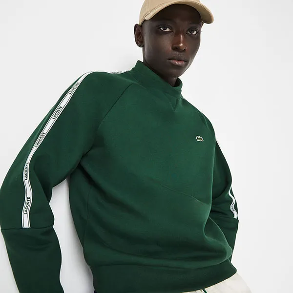 Áo Nỉ Sweater Nam Lacoste Men's Branded Bands Crew Neck Cotton Fleece Sweatshirt SH1213 132 Màu Xanh Green - Thời trang - Vua Hàng Hiệu