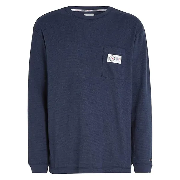 Áo Nỉ Sweater Nam Tommy Hilfiger Men's Long-Sleeved Shirt DM0DM15777_BLU_C87 Màu Xanh Navy Size L - Thời trang - Vua Hàng Hiệu