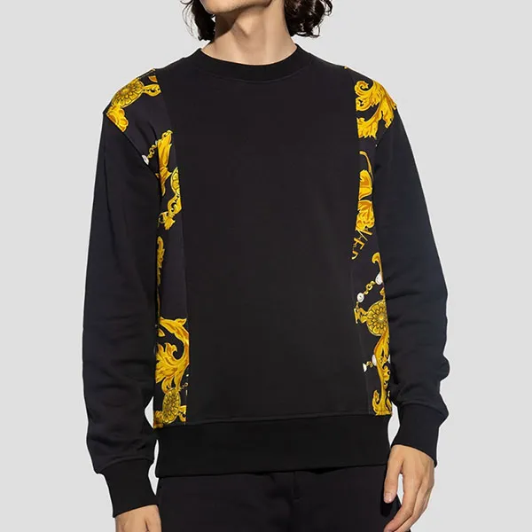 Áo Nỉ Sweater Nam Versace Jeans Couture Black With Chain Couture Printed 75GAI316 FS102 G89 Màu Vàng Đen